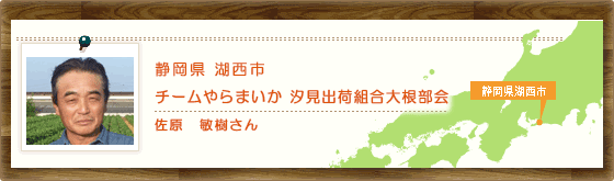 静岡県湖西市 チームやらまいか 汐見出荷組合大根部会 佐原 敏樹さん